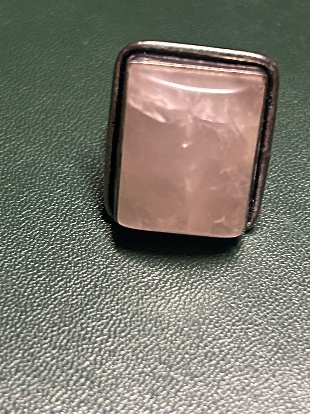 Rectangular Rose Quartz Statement Ring